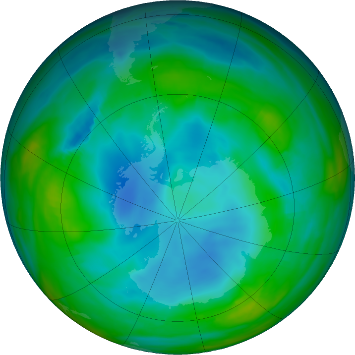 Antarctic ozone map for 13 July 2021